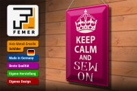 Blechschild Spruch 30x40cm Keep Calm and sew on