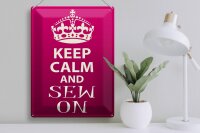 Blechschild Spruch 30x40cm Keep Calm and sew on