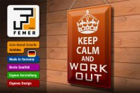 Blechschild Spruch 30x40cm Keep Calm and work out