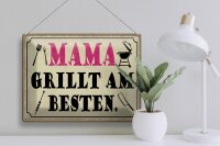 Blechschild Spruch 40x30cm Mama grillt am besten
