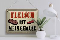 Blechschild Spruch 40x30cm Fleisch ist mein Gemüse Grill
