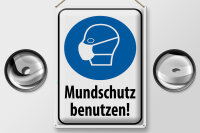 Blechschild Hinweis 30x40cm Mundschutz benutzen Maske
