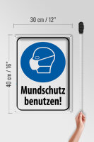 Blechschild Hinweis 30x40cm Mundschutz benutzen Maske