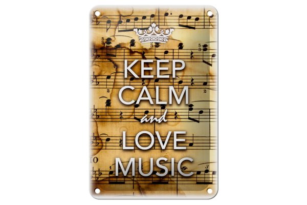 Blechschild Spruch 12x18cm Keep Calm and love music