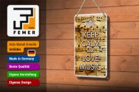 Blechschild Spruch 12x18cm Keep Calm and love music
