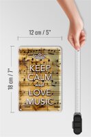 Blechschild Spruch 12x18cm Keep Calm and love music
