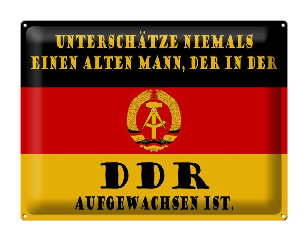 Blechschild Spruch 40x30cm alter Mann DDR aufgewachsen