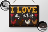 Blechschild Spruch 40x30cm Hühner i love my ladies