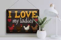 Blechschild Spruch 40x30cm Hühner i love my ladies