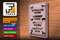 Blechschild Spruch 30x40cm Pferde Wallach Hengst Pony Stute