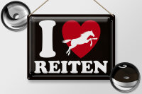 Blechschild Spruch 40x30cm Pferde i love reiten Herz