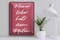 Blechschild Spruch 30x40cm meine Liebe hat vier Pfoten