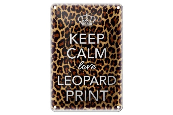 Blechschild Spruch 12x18cm Keep Calm love leopard print