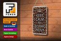 Blechschild Spruch 12x18cm Keep Calm love leopard print