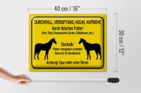 Blechschild Hinweis 40x30cm füttern strengstens verboten