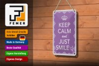 Blechschild Spruch 12x18cm Keep Calm and just smile:)