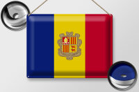 Blechschild Flagge Andorra 40x30cm Flag of Andora