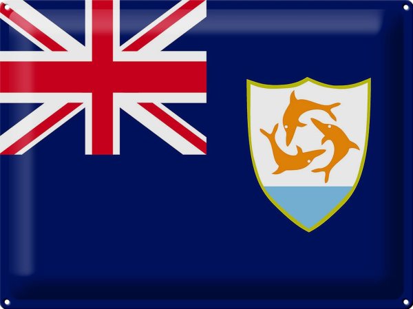 Blechschild Flagge Anguillas 40x30cm Flag of Anguilla