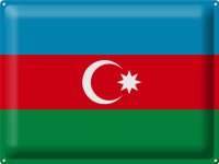 Blechschild Flagge Aserbaidschan 40x30cm Flag of Azerbaijan