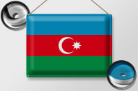 Blechschild Flagge Aserbaidschan 40x30cm Flag of Azerbaijan