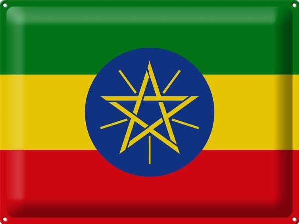 Blechschild Flagge Äthiopien 40x30cm Flag of Ethiopia
