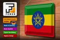Blechschild Flagge Äthiopien 40x30cm Flag of Ethiopia