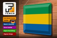Blechschild Flagge Gabun 40x30cm Flag of Gabon