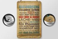Blechschild Spruch 12x18cm Hausordnung sage bitte danke