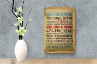 Blechschild Spruch 12x18cm Hausordnung sage bitte danke