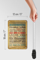 Blechschild Spruch 12x18cm Hausordnung sage bitte danke