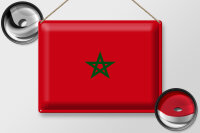 Blechschild Flagge Marokko 40x30cm Flag of Morocco