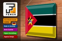 Blechschild Flagge Mosambik 40x30cm Flag of Mozambique