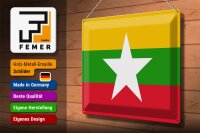 Blechschild Flagge Myanmar 40x30cm Flag of Myanmar