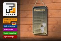 Blechschild Spruch 12x18cm Kloordnung Toilette WC Regeln