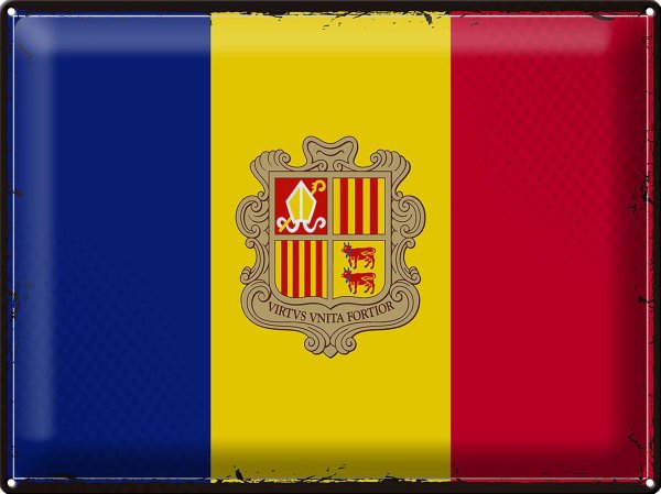 Blechschild Flagge Andorra 40x30cm Retro Flag of Andora