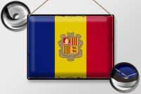 Blechschild Flagge Andorra 40x30cm Retro Flag of Andora