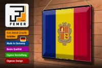 Blechschild Flagge Andorra 40x30cm Retro Flag of Andora