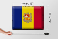 Blechschild Flagge Andorra 40x30cm Retro Flag of Andora
