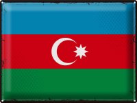 Blechschild Flagge Aserbaidschan 40x30cm Retro Azerbaijan