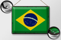 Blechschild Flagge Brasilien 40x30cm Retro Flag of Brazil