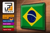 Blechschild Flagge Brasilien 40x30cm Retro Flag of Brazil