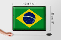 Blechschild Flagge Brasilien 40x30cm Retro Flag of Brazil