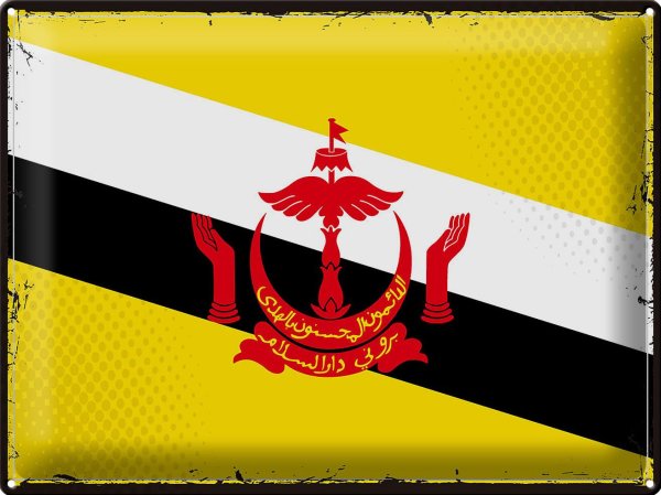 Blechschild Flagge Bruneis 40x30cm Retro Flag of Brunei