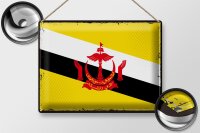 Blechschild Flagge Bruneis 40x30cm Retro Flag of Brunei