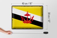 Blechschild Flagge Bruneis 40x30cm Retro Flag of Brunei