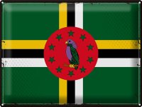Blechschild Flagge Dominicas 40x30cm Retro Flag of Dominica