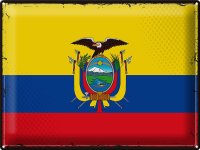 Blechschild Flagge Ecuadors 40x30cm Retro Flag of Ecuador