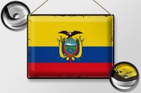 Blechschild Flagge Ecuadors 40x30cm Retro Flag of Ecuador
