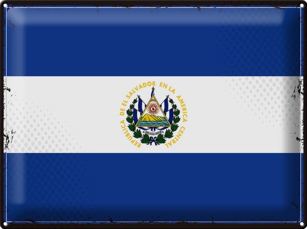 Blechschild Flagge El Salvadors 40x30cm Retro El Salvador