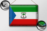 Blechschild Flagge Äquatorialguinea 40x30cm Retro Flag